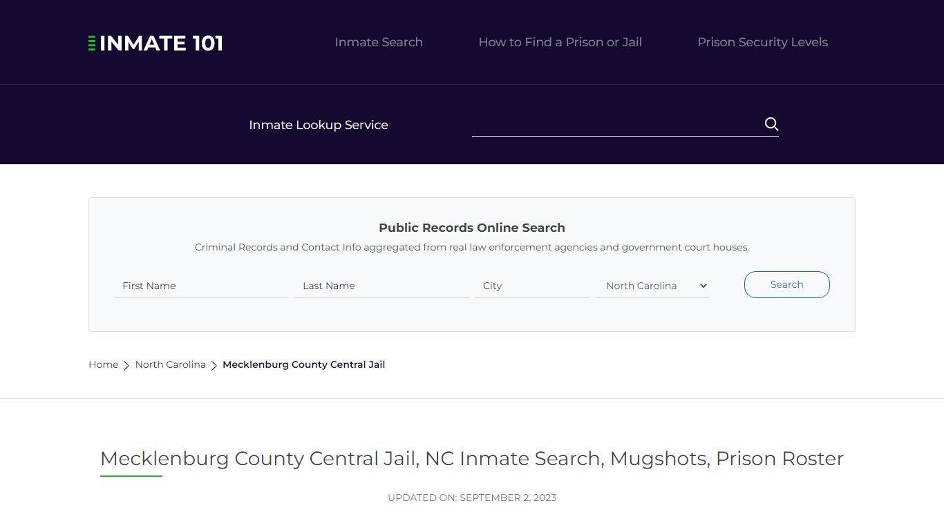 Mecklenburg County Central Jail, NC Inmate Search, Mugshots, Prison ...